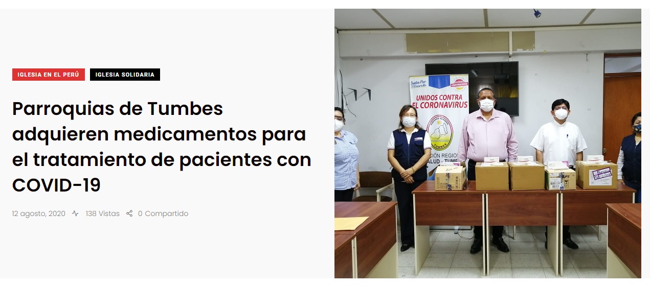 Donación fue publicitada en las redes del Gobierno Regional de Tumbes.